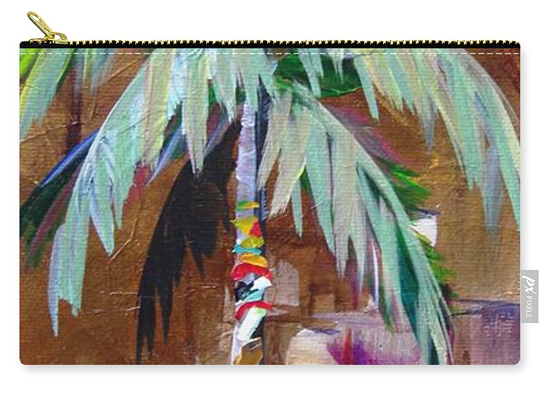 Palm Zip Pouch featuring the painting Golden Amethyst Palm by Kristen Abrahamson