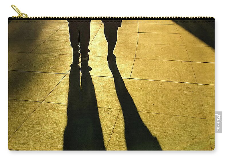 Shadow Zip Pouch featuring the photograph Golden autumn light makes long shadows by Matthias Hauser