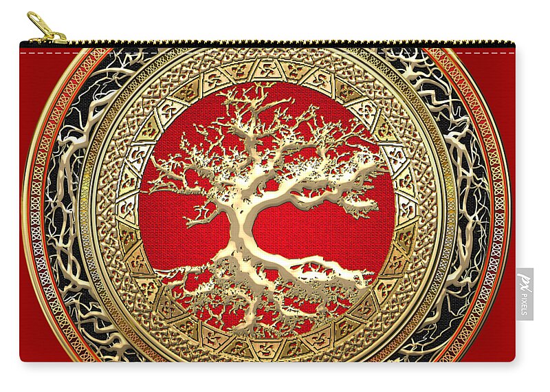 ‘celtic Treasures’ Collection By Serge Averbukh Carry-all Pouch featuring the digital art Golden Celtic Tree of Life by Serge Averbukh