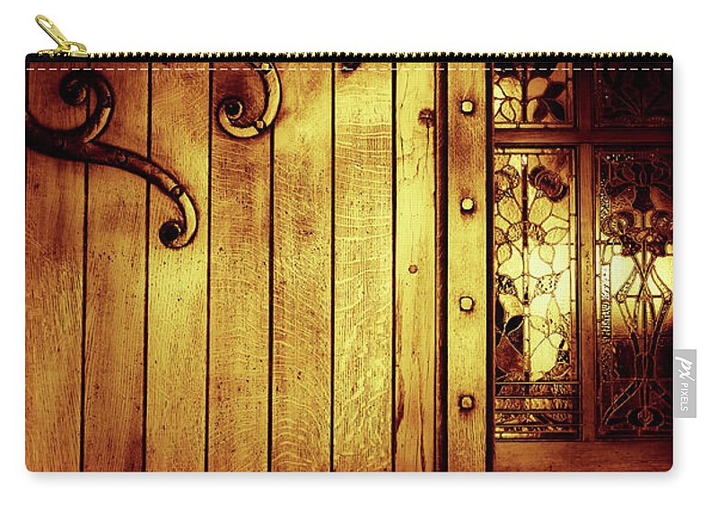 Doors Of The World Series By Lexa Harpell Zip Pouch featuring the photograph Golden Church Nailsworth by Lexa Harpell