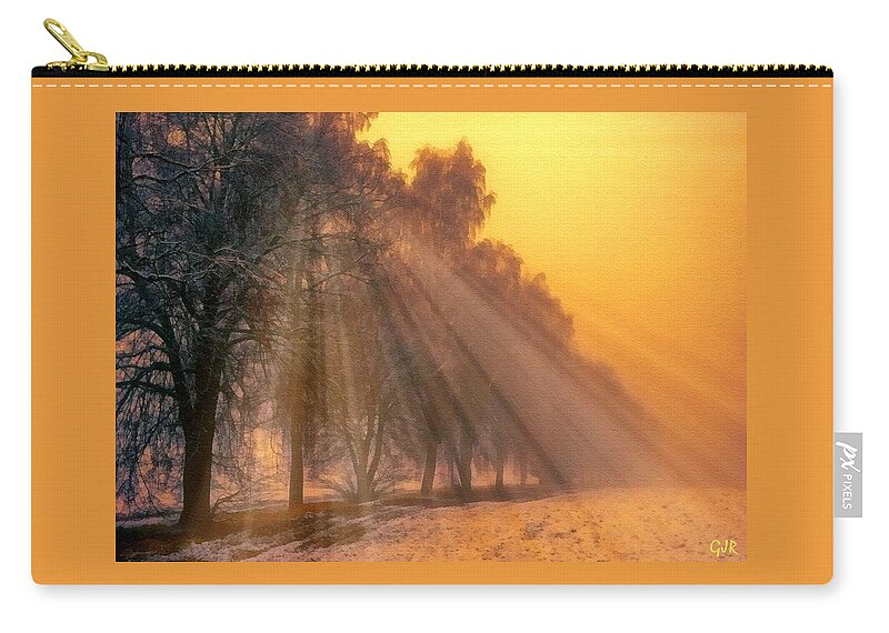 Catholic Zip Pouch featuring the digital art Golden Early Morning Sun Rays On The Farm Chesterhurst L A S by Gert J Rheeders