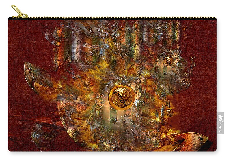 Fish Zip Pouch featuring the digital art Golden fish in the lake by Alexa Szlavics