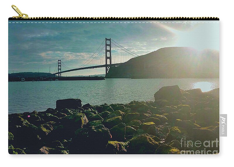 Golden Gate Bridge Zip Pouch featuring the photograph Golden Gate Bridge December Morning by Artist Linda Marie
