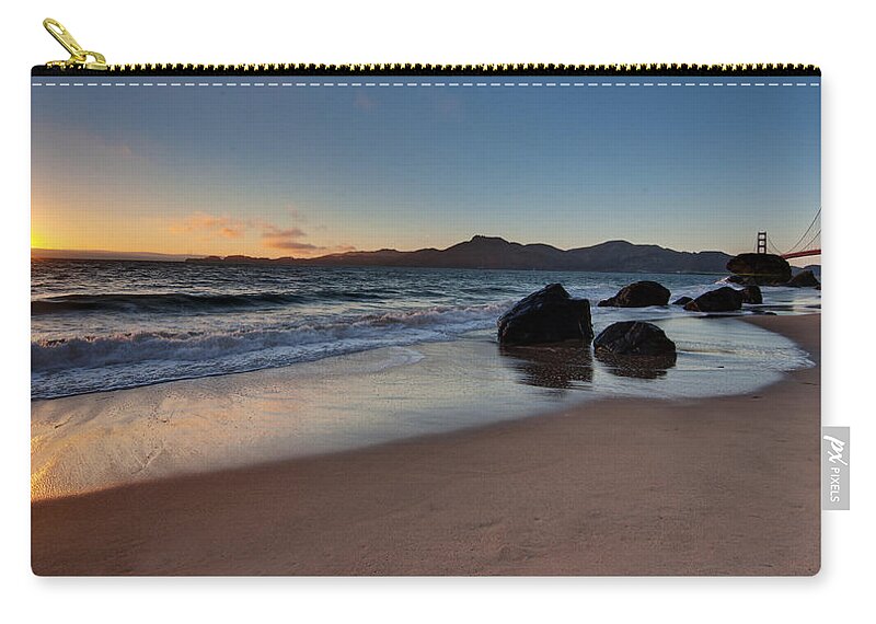 Golden Gate Zip Pouch featuring the photograph Golden Gate Sunset by Mike Reid