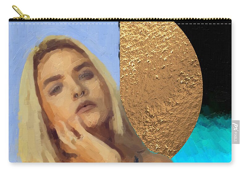 'hey Zip Pouch featuring the digital art Golden Girl No. 4 by Serge Averbukh