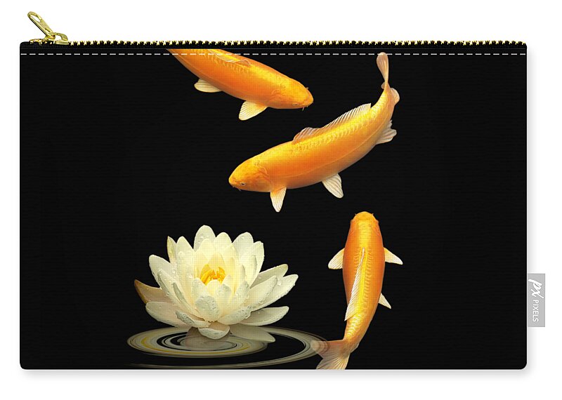 Fish Zip Pouch featuring the photograph Golden Harmony Vertical by Gill Billington