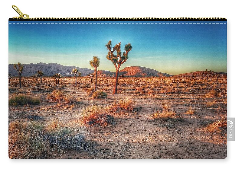 Joshua Tree Zip Pouch featuring the photograph Golden Hour at Joshua Tree 1 by Kyle Mcdonough