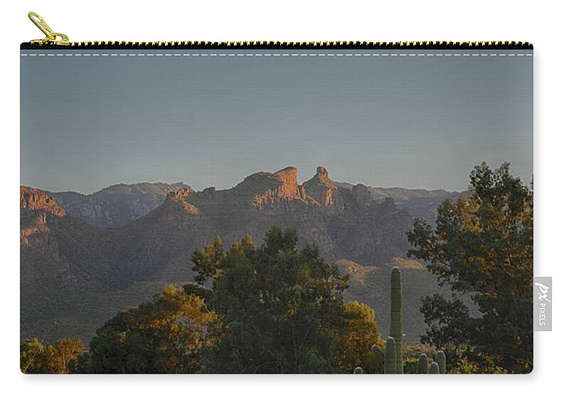 Arizona Zip Pouch featuring the photograph Golden hour on Thimble Peak by Dan McManus