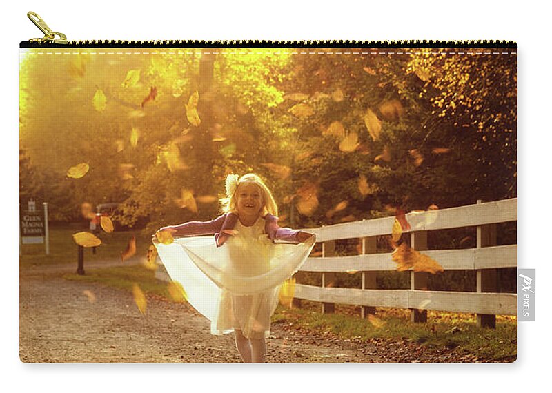 Autumn Zip Pouch featuring the photograph Golden leaves by Lilia S