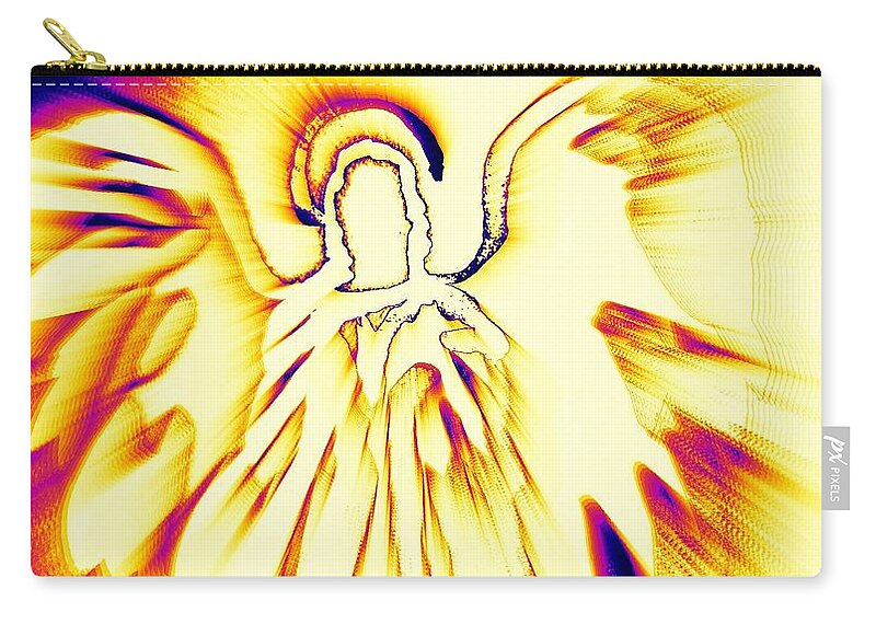 Angel Zip Pouch featuring the painting Golden Light Angel by Alma Yamazaki