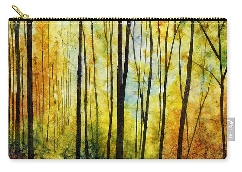 Yellow Zip Pouch featuring the painting Golden Light by Hailey E Herrera