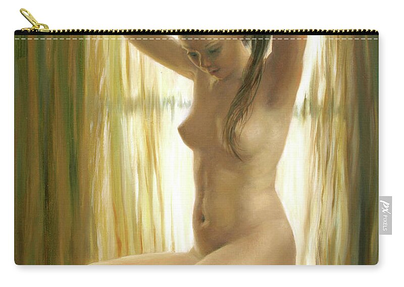 Nudes Zip Pouch featuring the painting Golden Light by Marie Witte