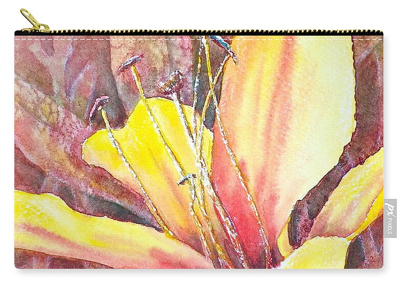 Watercolor Zip Pouch featuring the photograph Golden Lily by Carolyn Rosenberger