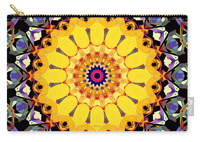Mandala Zip Pouch featuring the digital art Golden Mandala Abstract by Phil Perkins