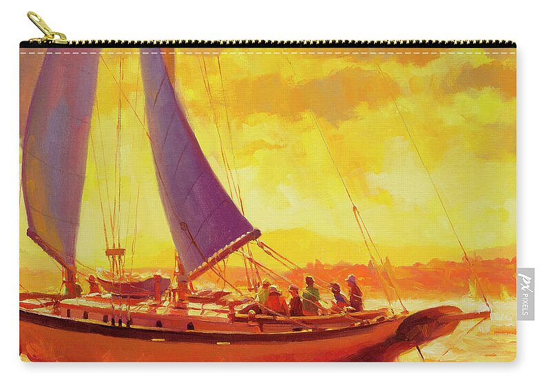 Sailing Zip Pouch featuring the painting Golden Opportunity by Steve Henderson