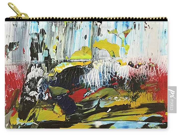 Abstract Zip Pouch featuring the painting Golden Thoughts by Sima Amid Wewetzer