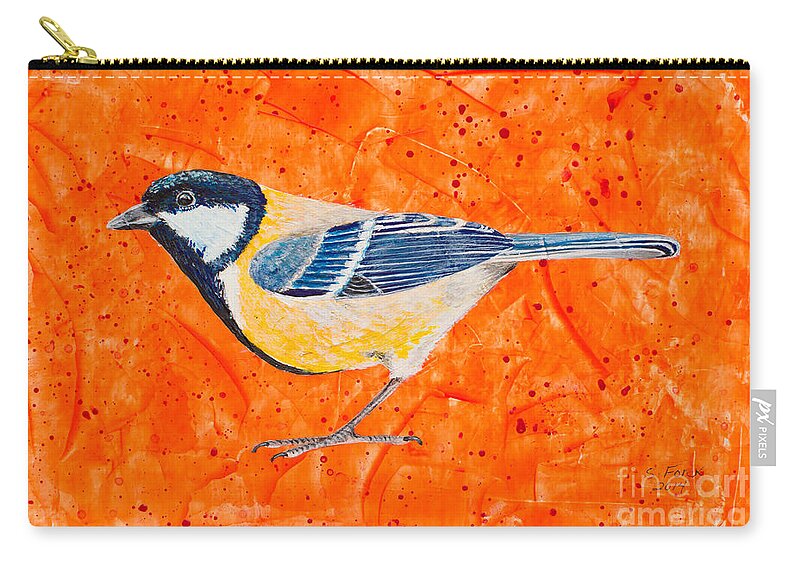Bird Zip Pouch featuring the painting Golden Whistler by Stefanie Forck