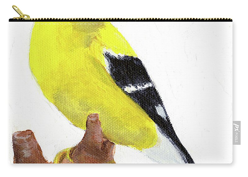 Bird Carry-all Pouch featuring the painting Goldfinch by Donna Tucker