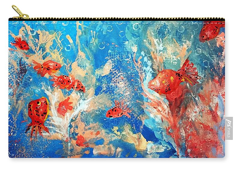 Goldfish Zip Pouch featuring the painting Goldfish party by Anne Sands