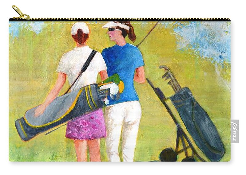 Golf Zip Pouch featuring the painting Golf buddies #1 by Betty M M Wong