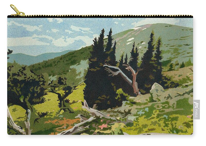 Art Zip Pouch featuring the drawing Goliath Peak by Dan Miller