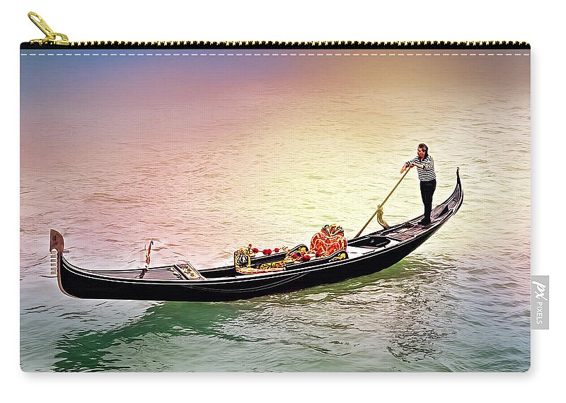 Adriatic Zip Pouch featuring the photograph Gondolier by Maria Coulson