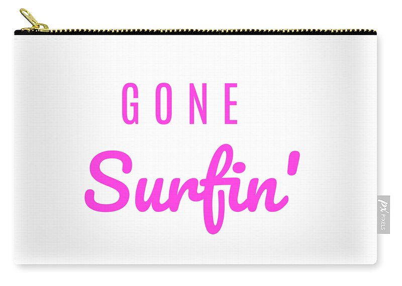 Gone Surfin' Zip Pouch featuring the digital art Gone Surfin' Pink by Leah McPhail