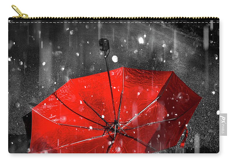 Red Zip Pouch featuring the digital art Gone with the rain by Jorgo Photography