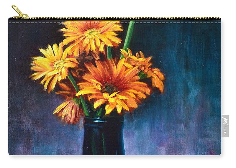 Daisies Zip Pouch featuring the painting Good Luck by Ningning Li