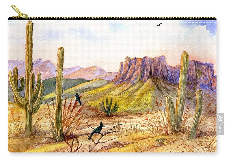 Arizona Landscape Zip Pouch featuring the painting Good Morning Arizona by Marilyn Smith
