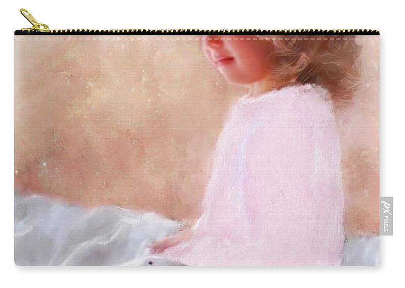 Paintings Of Children Zip Pouch featuring the painting Good Morning Bunnie by Colleen Taylor