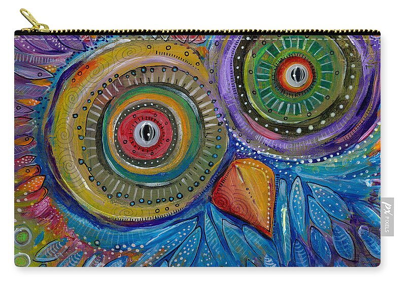 Owl Carry-all Pouch featuring the painting Googly-Eyed Owl by Tanielle Childers
