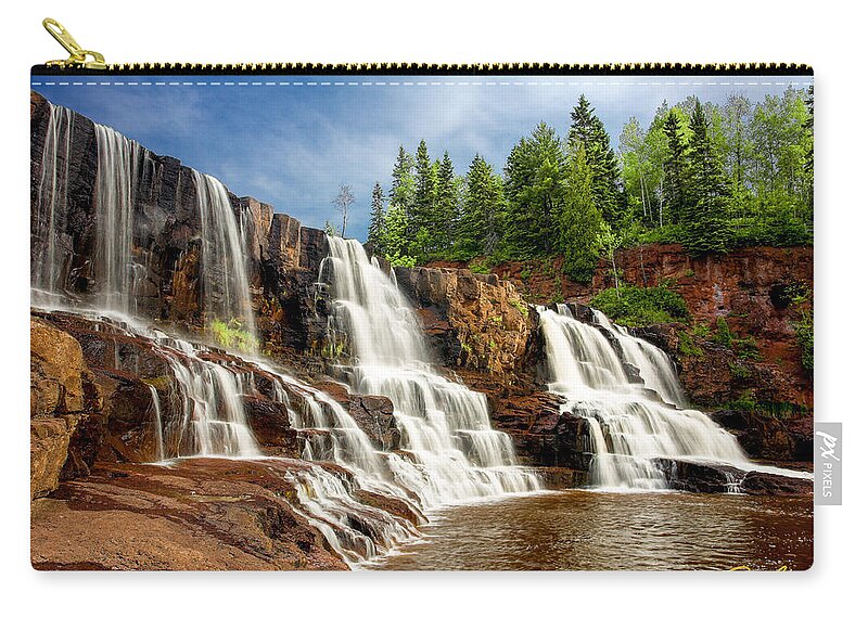 Minnesota Zip Pouch featuring the photograph Gooseberry Falls by Rikk Flohr