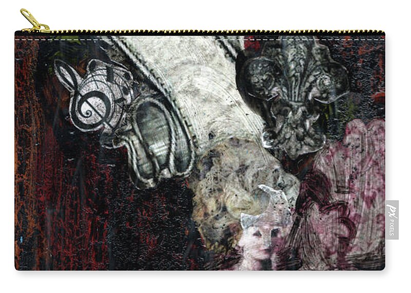 Marie Antoinette Zip Pouch featuring the mixed media Gothic Punk Goddess by Genevieve Esson