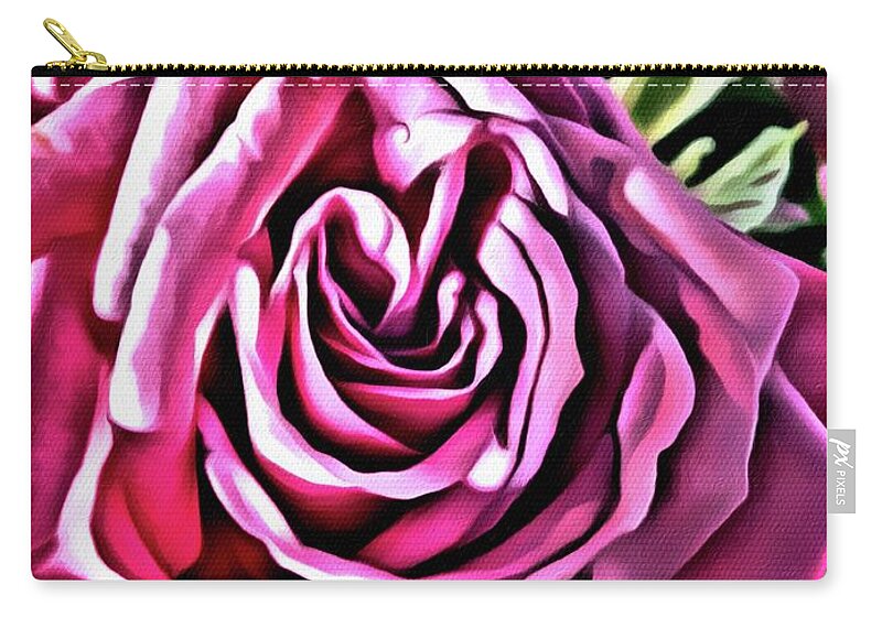 Pink Rose Zip Pouch featuring the painting Gracious Rose by Marian Lonzetta