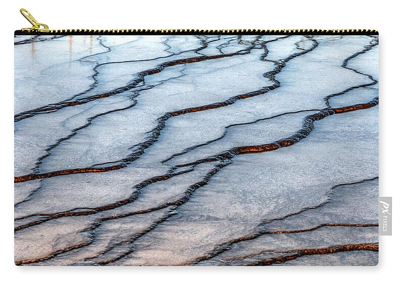 Abstract; Geothermal; Gradations; Hard Water; Hot; Hot Springs; Layers; Pools; Steps; Sulfer; Thermal; Water; Yellowstone; Zip Pouch featuring the photograph Gradations ii by David Andersen