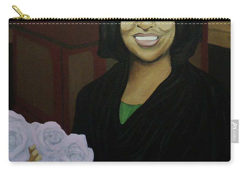 Black Zip Pouch featuring the painting Graduate Beauty by Angelo Thomas