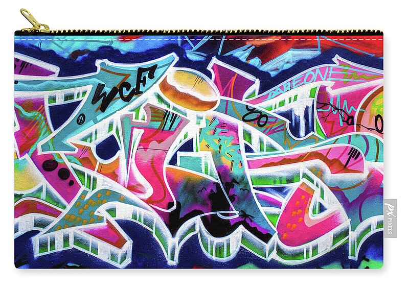 Graffiti Art Carry-all Pouch featuring the photograph Urban Graffiti Art Abstract 1, North 11th Street, San Jose 1990 by Kathy Anselmo