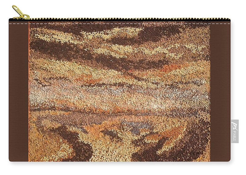 Mixed Media With Prairie Grains Incorporated Into The Art Zip Pouch featuring the mixed media Grains Painting Our Prairies III by Naomi Gerrard