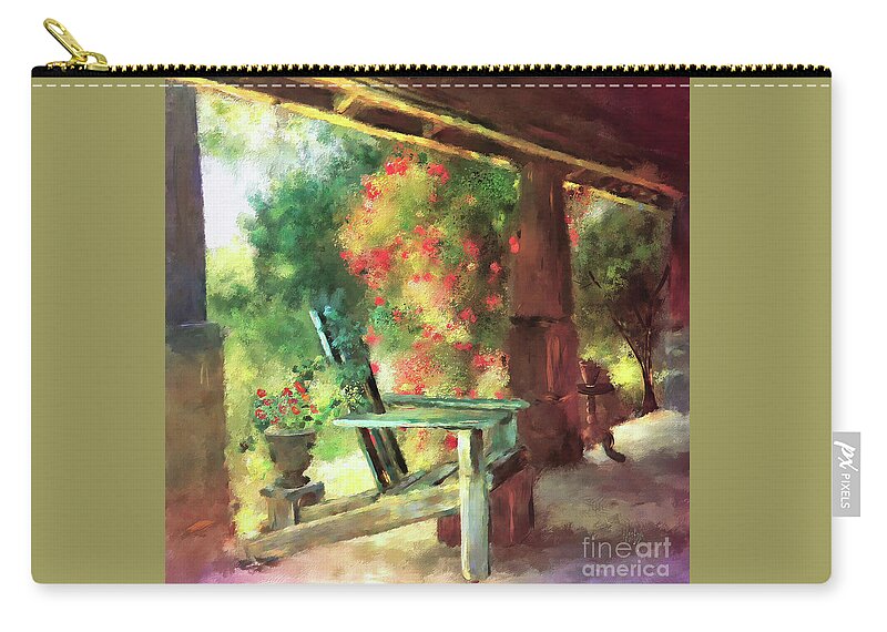Porch Zip Pouch featuring the digital art Gramma's Front Porch by Lois Bryan