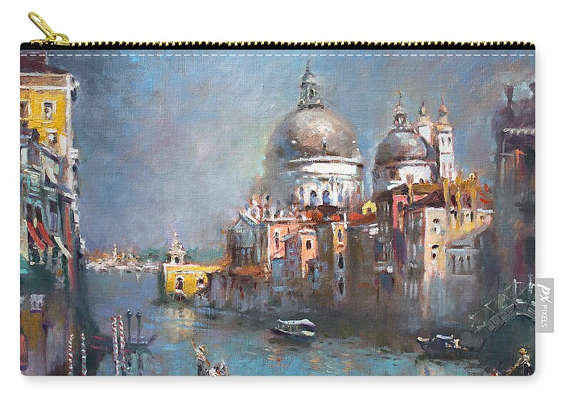 Venice Zip Pouch featuring the painting Grand Canal Venice 2 by Ylli Haruni