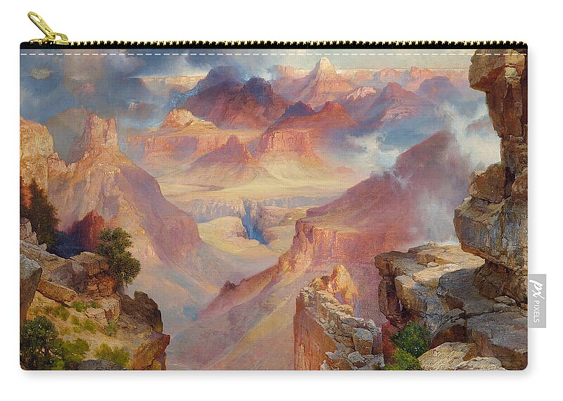 Thomas Moran Zip Pouch featuring the painting Grand Canyon of Arizona at Sunset by Thomas Moran