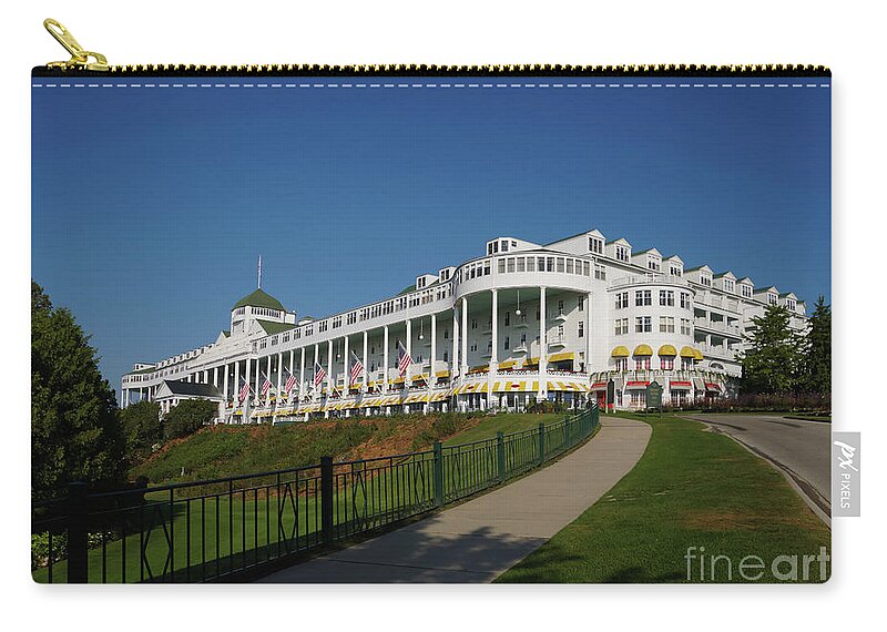 Grand Hotel Zip Pouch featuring the photograph Grand Hotel Mackinac Island 2 by Rachel Cohen