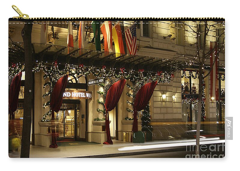 Grand Hotel Zip Pouch featuring the photograph Grand Hotel Vienna at Christmas by David Birchall