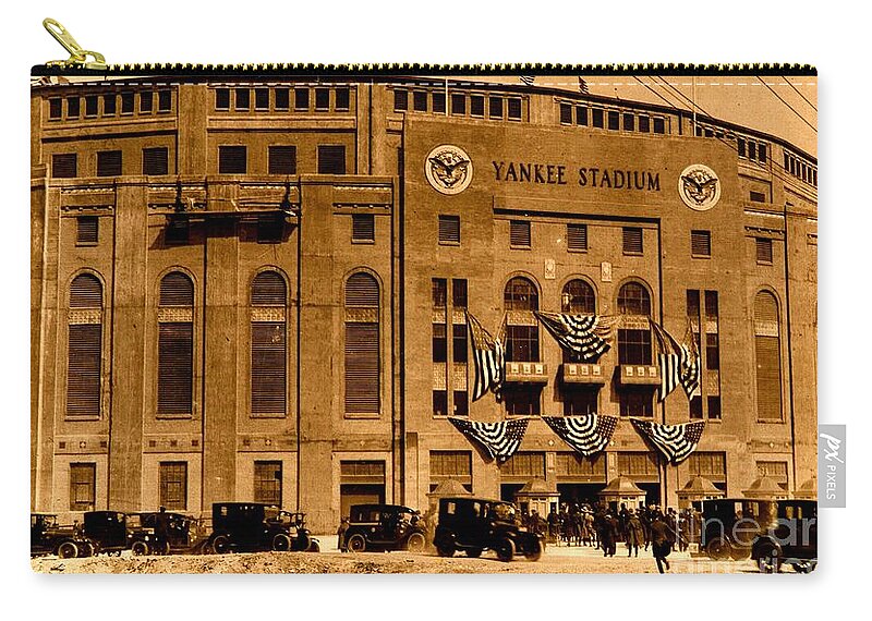 Grand Opening Of Yankee Stadium Zip Pouch featuring the photograph Grand Opening of Old Yankee Stadium April 18 1923 by Peter Ogden