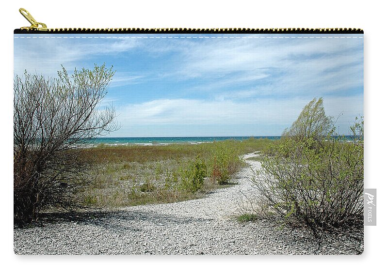 Usa Zip Pouch featuring the photograph Grand Traverse Bay Path by LeeAnn McLaneGoetz McLaneGoetzStudioLLCcom