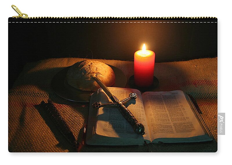 Stilllife Zip Pouch featuring the photograph Grandfathers Bible by Doug Mills