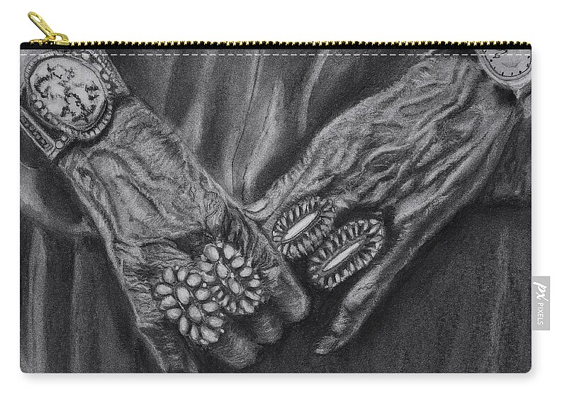 Grandmother Carry-all Pouch featuring the drawing Grandmother Hands by Sheila Johns