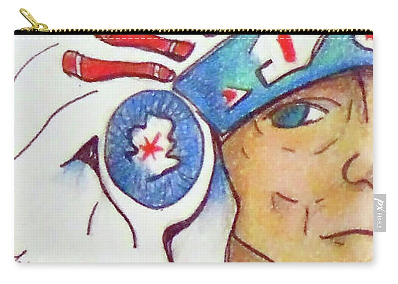  Zip Pouch featuring the drawing Grandpa Chief by Loretta Nash