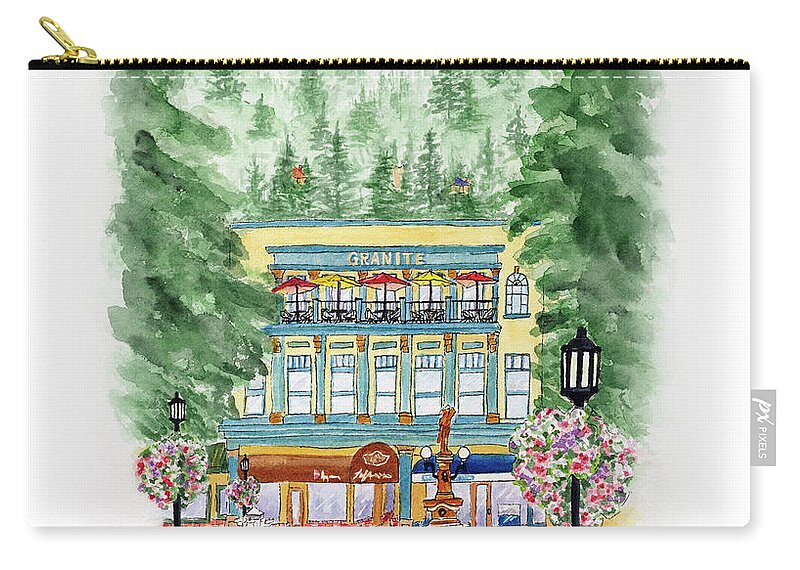 Granite Building Carry-all Pouch featuring the painting Granite on the Plaza by Lori Taylor
